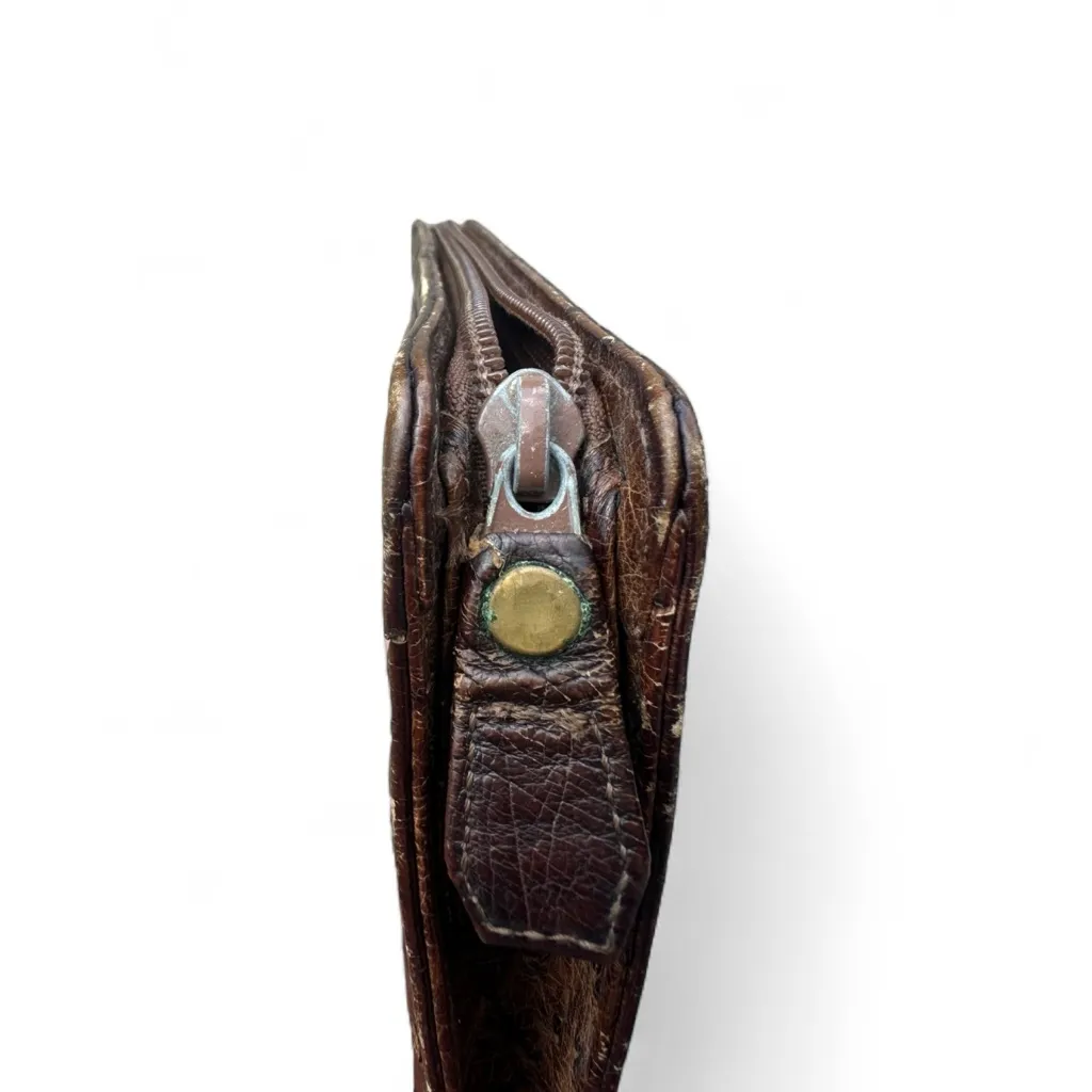 Vintage Ostrich Leather Clutch Brown - Image 9