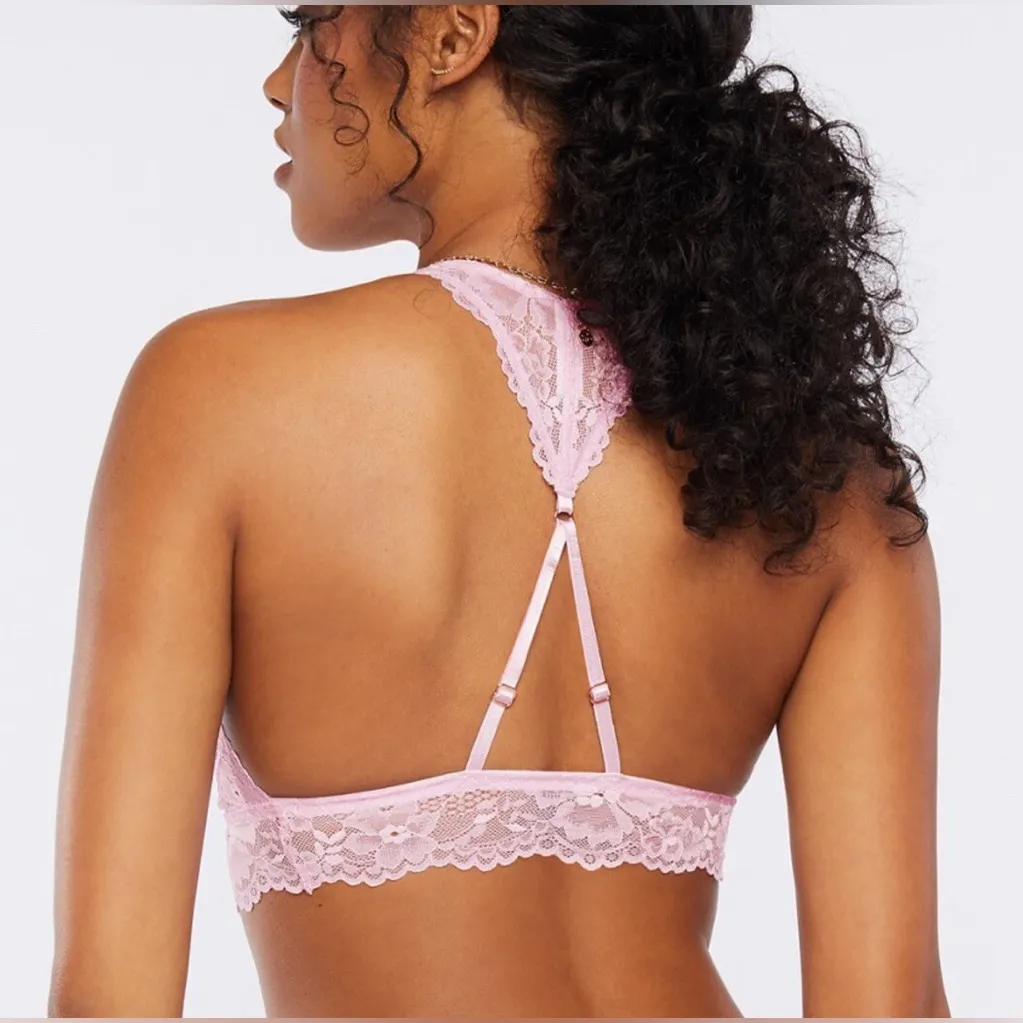 Savage X Fenty Unicorn Lavender Pink Floral Lace Racerback Bralette - Image 5