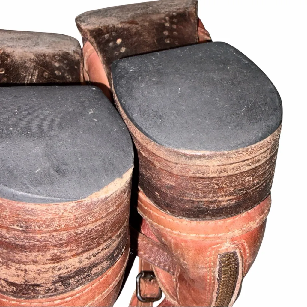 Freebird by Steven Cognac Brown Distressed Leather Booties Boots size 9 - Image 11