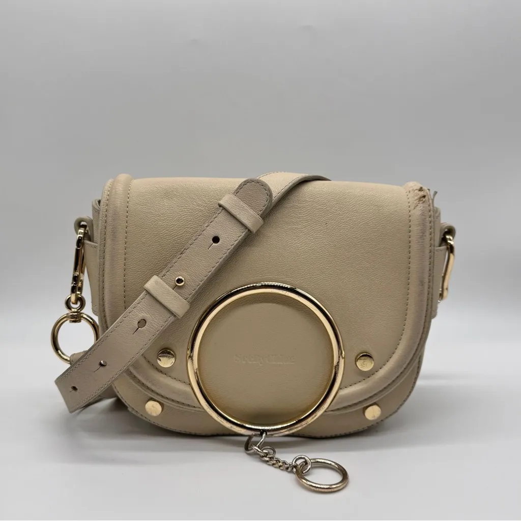 See By Chloe Authentic Mara Crossbody Bag Cream Off White Leather Preowned - Image 2