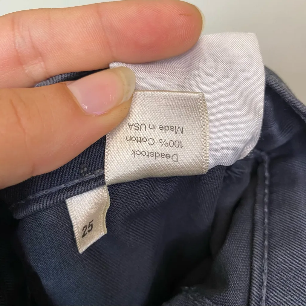 REFORMATION Alicia High Rise Straight Leg Button Fly Cargo Pants Navy/Gray Sz 25 - Image 13