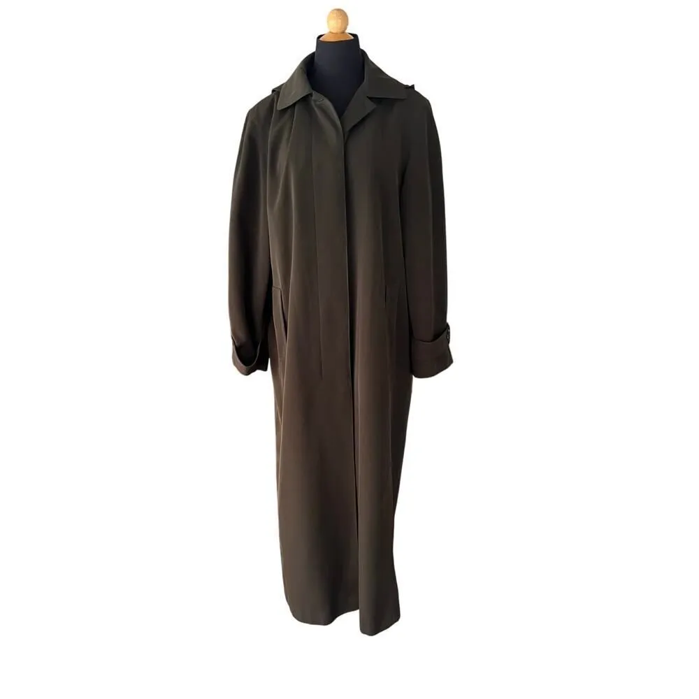 GALLERY BROWN TRENCH COAT WITH HOOD SIZE 8 - Image 2