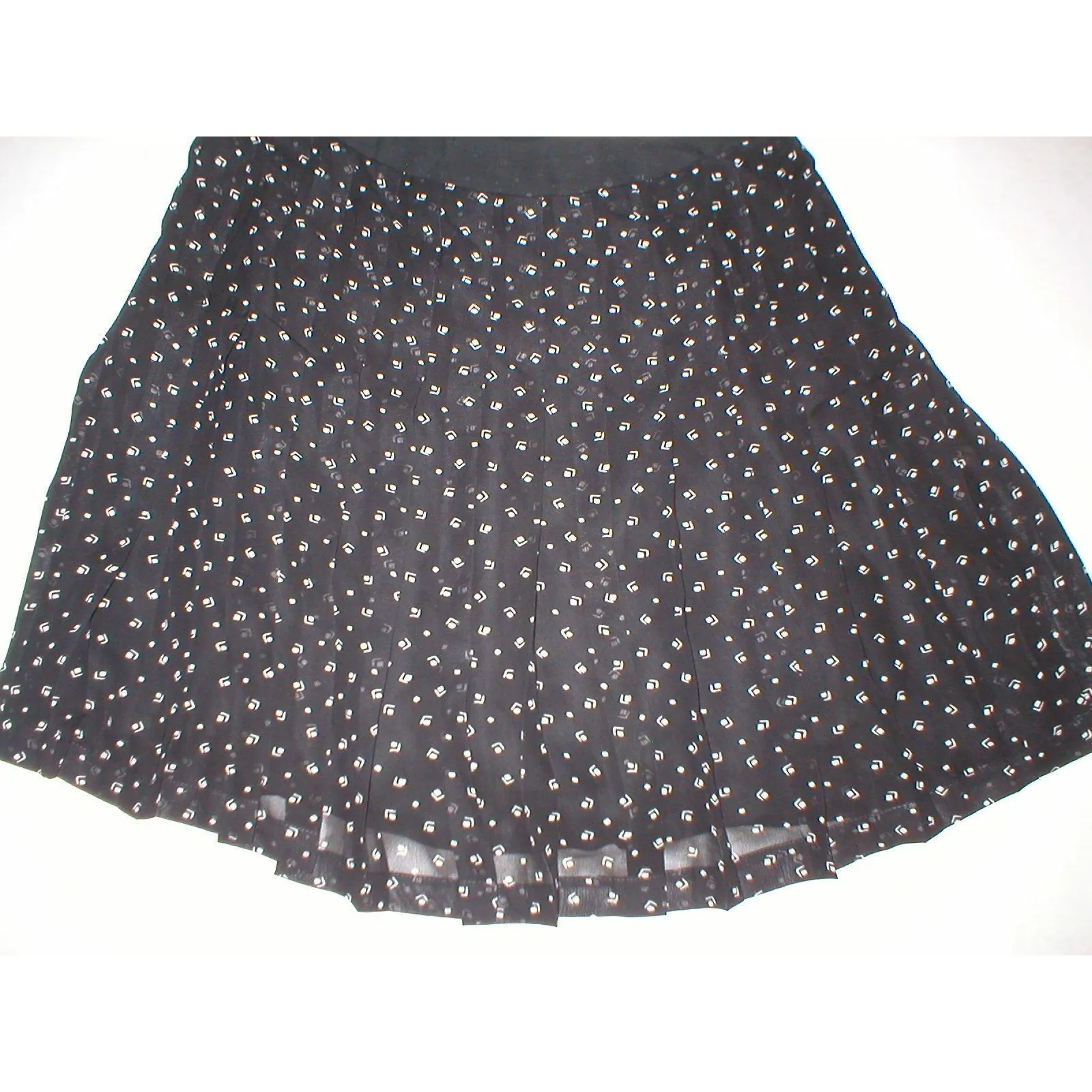 New Womens $125 Ralph Lauren Black White Skirt 12 Pearl Flowy NWT Geometric Nice - Image 6