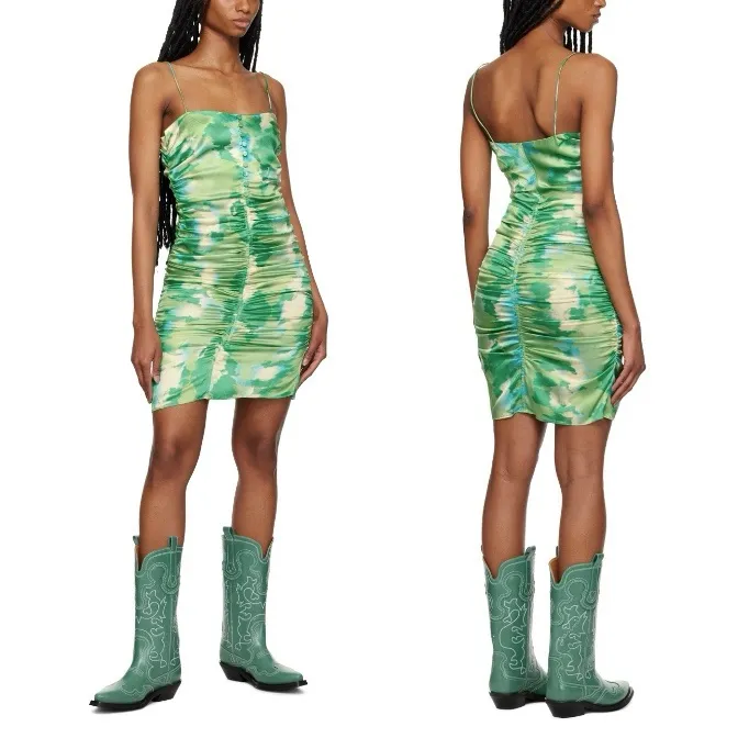 NWOT GANNI Organic Silk Satin Ruched Mini Dress - Image 5