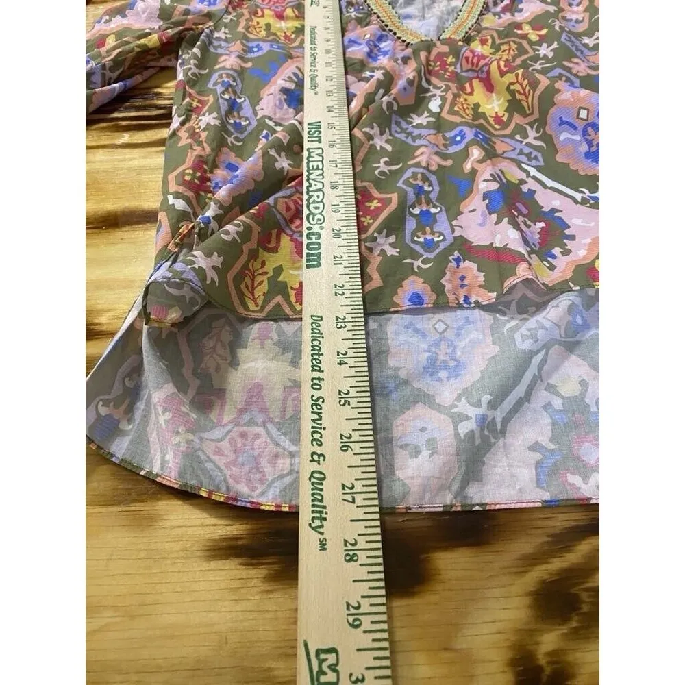 Zara Womens Size Small Long Sleeve Colorful Embroidered Tunic Shirt Peasant Boho - Image 4