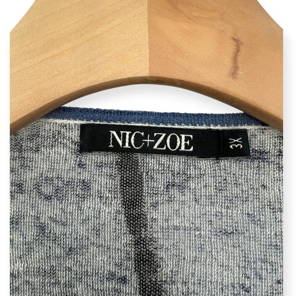 Nic + Zoe | 3X | Linen Open Knit Cardigan Sweater Abstract Print - Image 4
