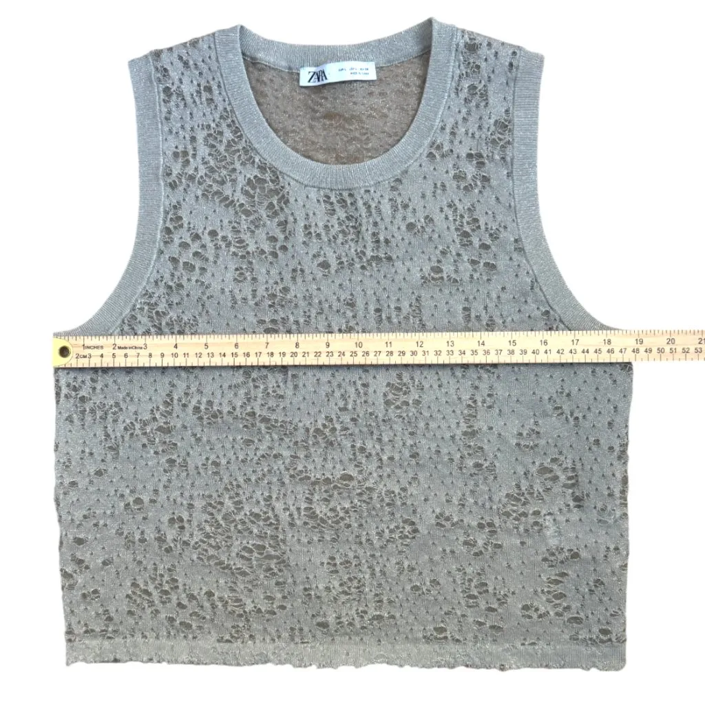 Zara Metallic Jacquard Knit Top Women's Large Retail $60 - Image 6