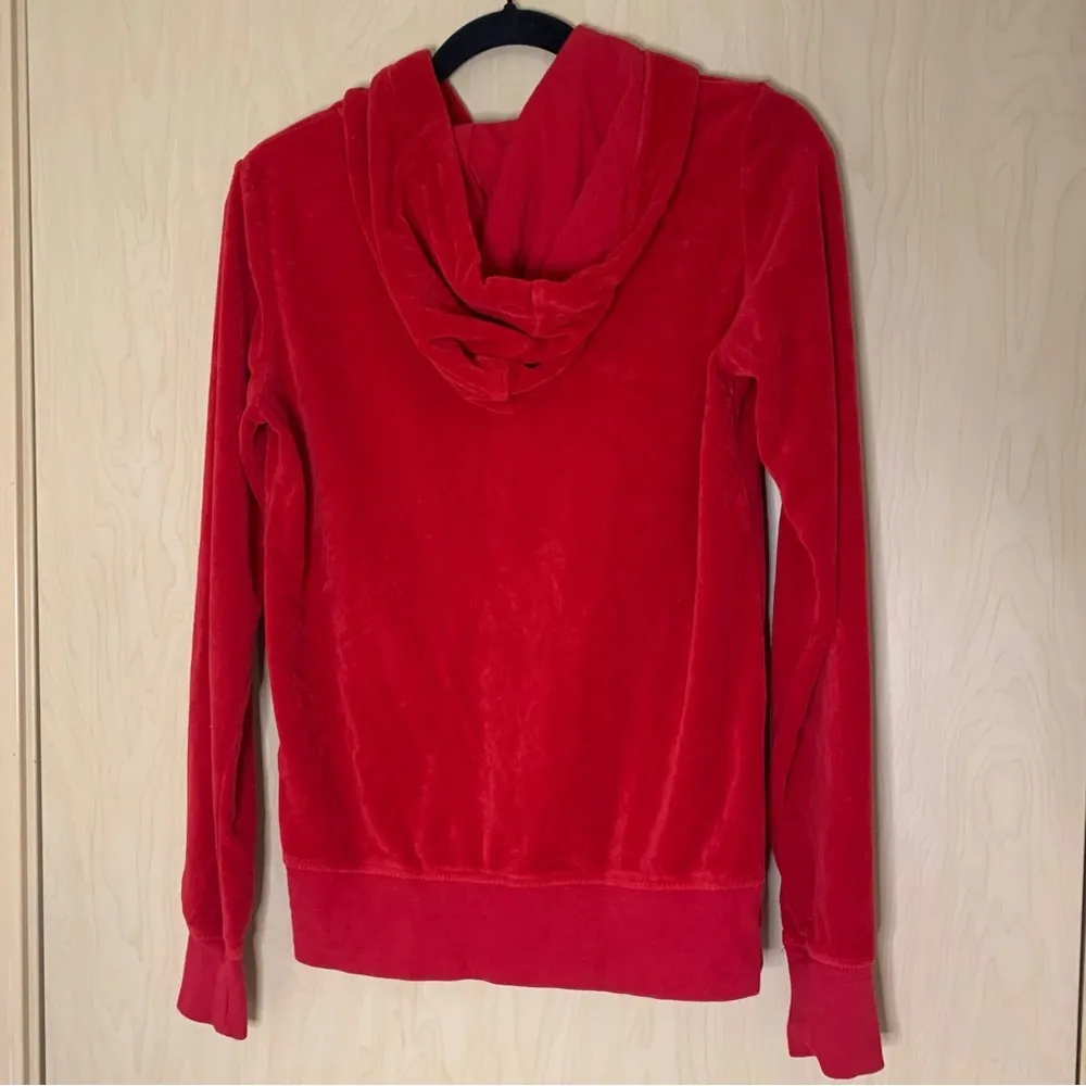 H&M Red Velour Sweatshirt Small - Image 7