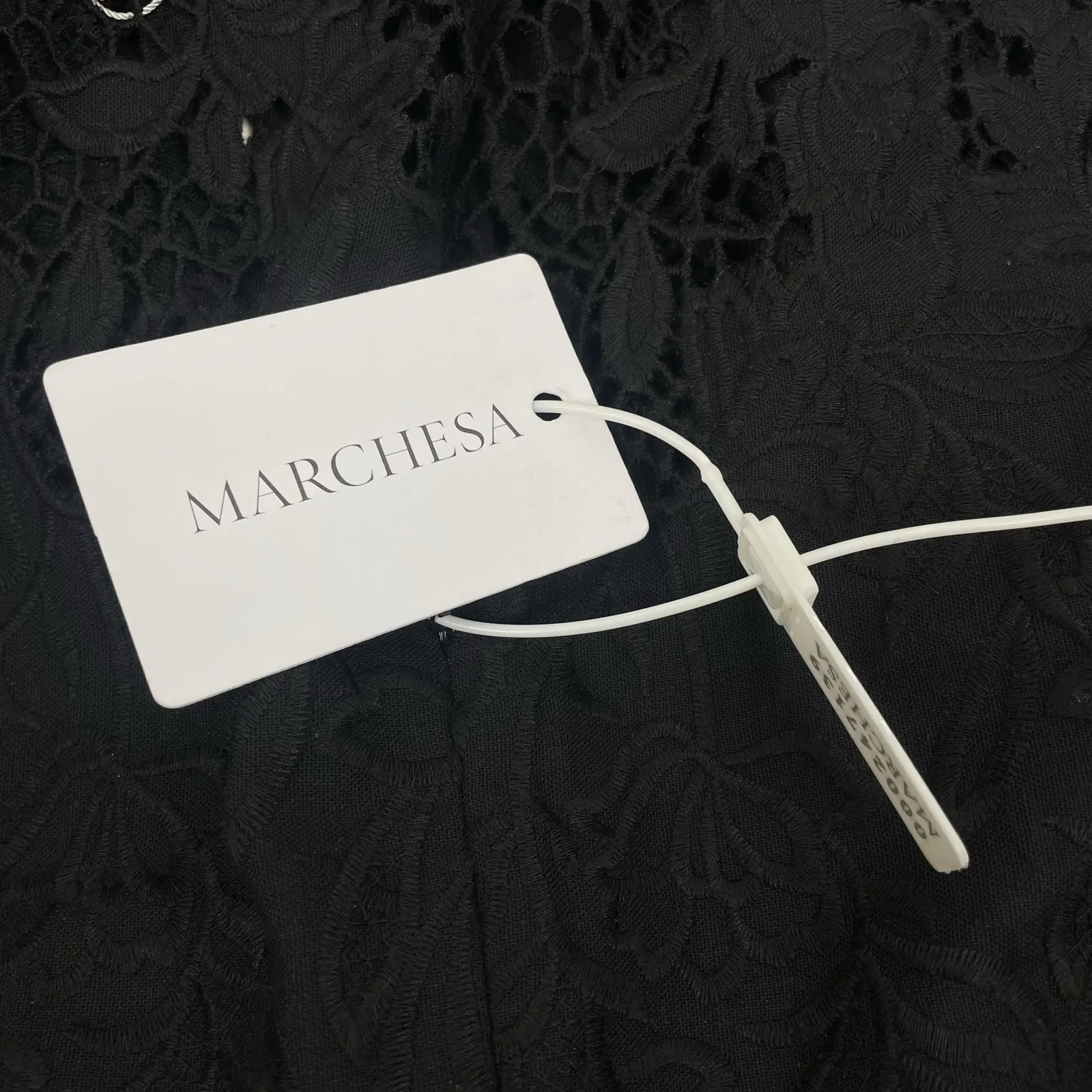 Marchesa Rosa Black Linen Lace Maxi Dress Handkerchief Hem Size 2 - Image 13