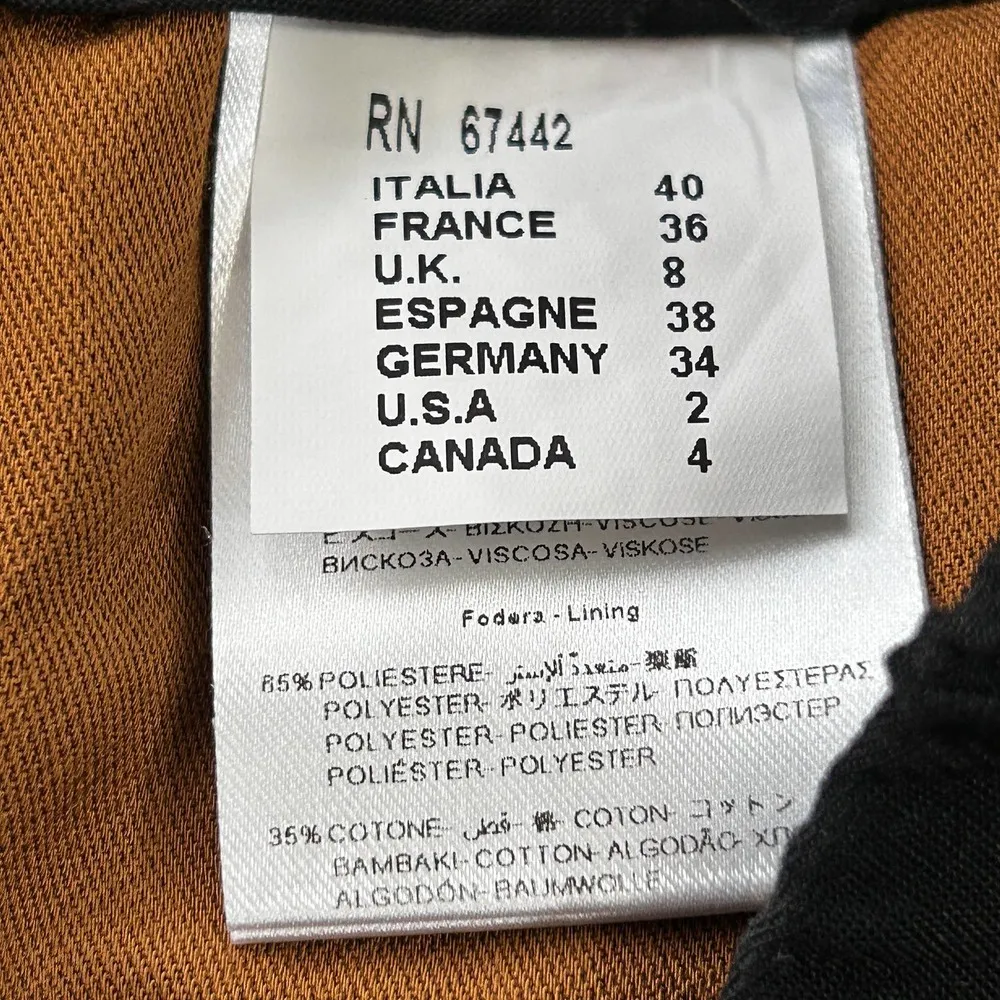 Alysi Wide Leg Crop Terracotta Colorblock Elastic Black Waist Dress Pant Size 2 - Image 4