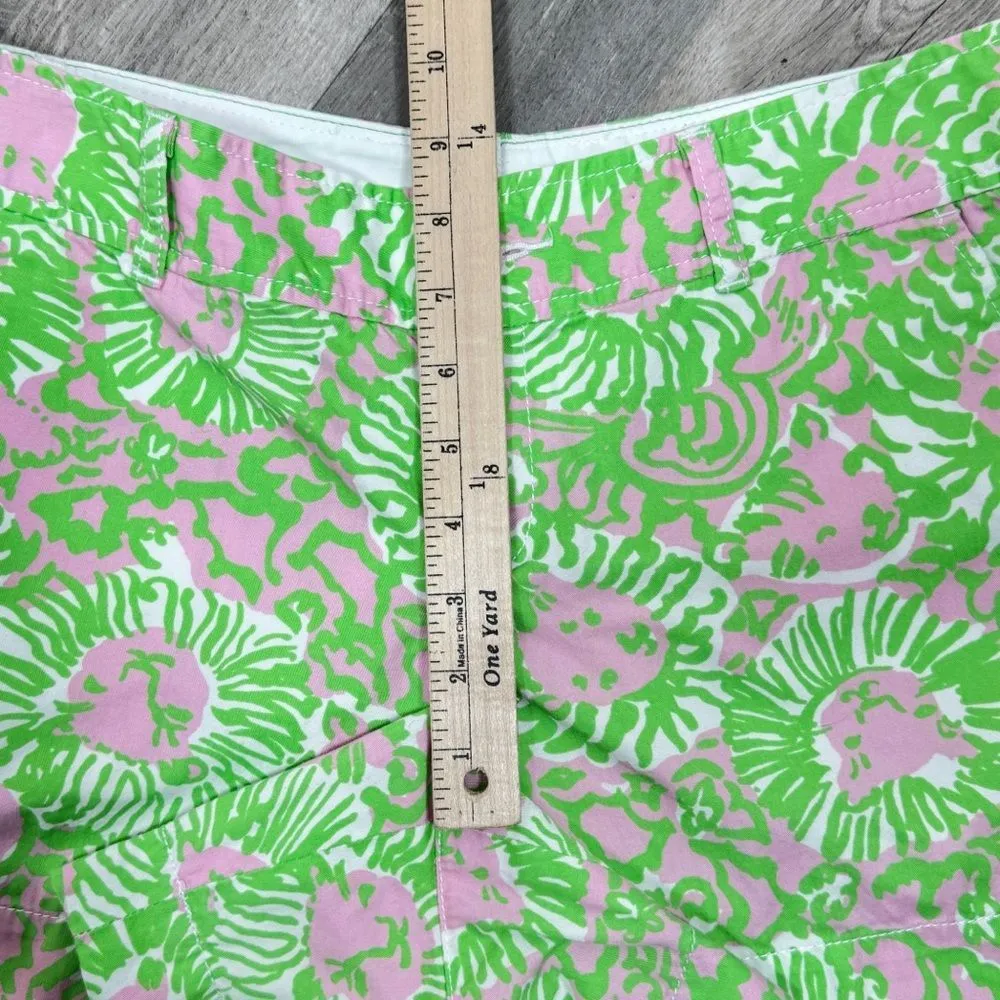 Lilly Pulitzer Callahan Shorts Cotton Chino Sunnyside Lions Pink Green 10 - Image 12