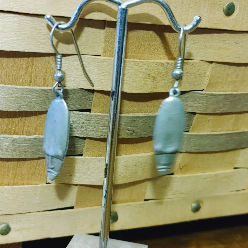 Tribal Mask Face Dangle Earrings Silver Tone Metal Alloy Elongated Oval Teardrop - Image 3