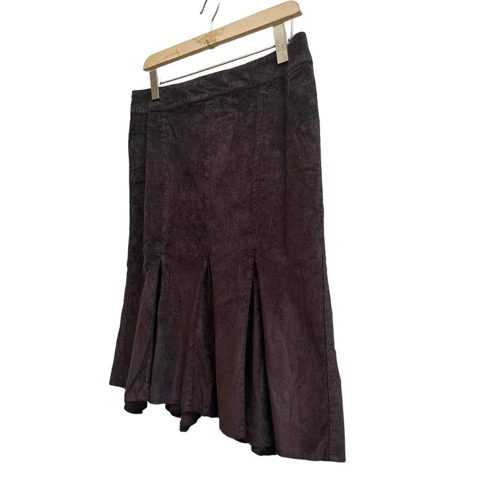 United Colors Of Benetton Chocolate Brown Corduroy Godet Skirt Size 6 Small - Image 5