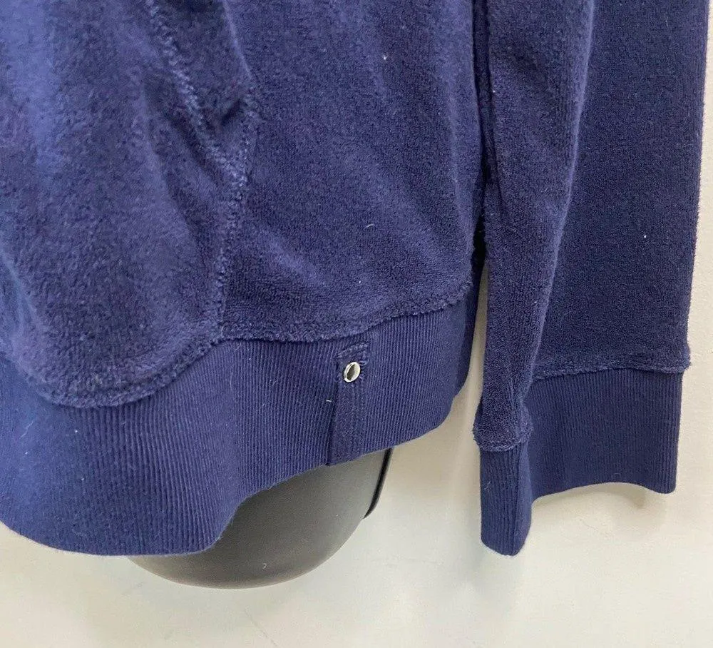 Ralph Lauren Blue Velour Velvet Sweater Hoodie Size XL NWT - Image 3