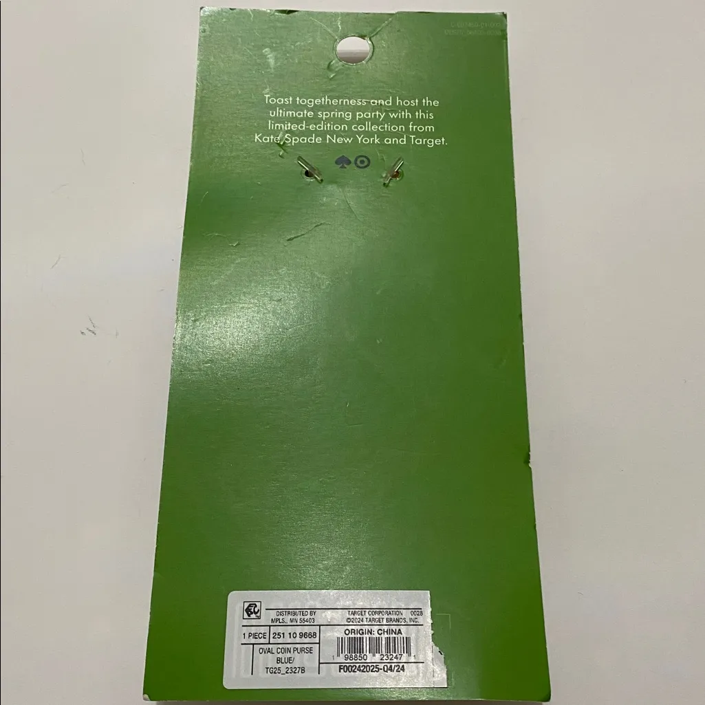 Kate Spade Blue Coin Purse with Gold Clip “My two cents” - Image 4