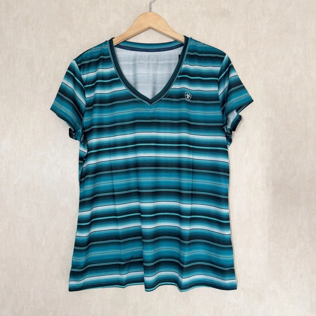 NWT Ariat Women’s AriatTEK Laguna Top Shirt Shortsleeve V-Neck in Printed XXL - Image 4