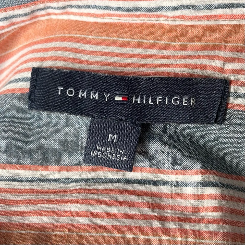 Tommy Hilfiger Women Spread Neck Long Sleeves Stripe Shirt Orange Combo - M NWOT - Image 7