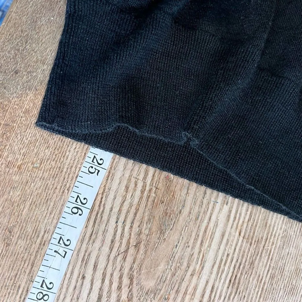 Limited Ruffle Merino Wool Blend Lightweight Sweater small career top‎ black - Image 7