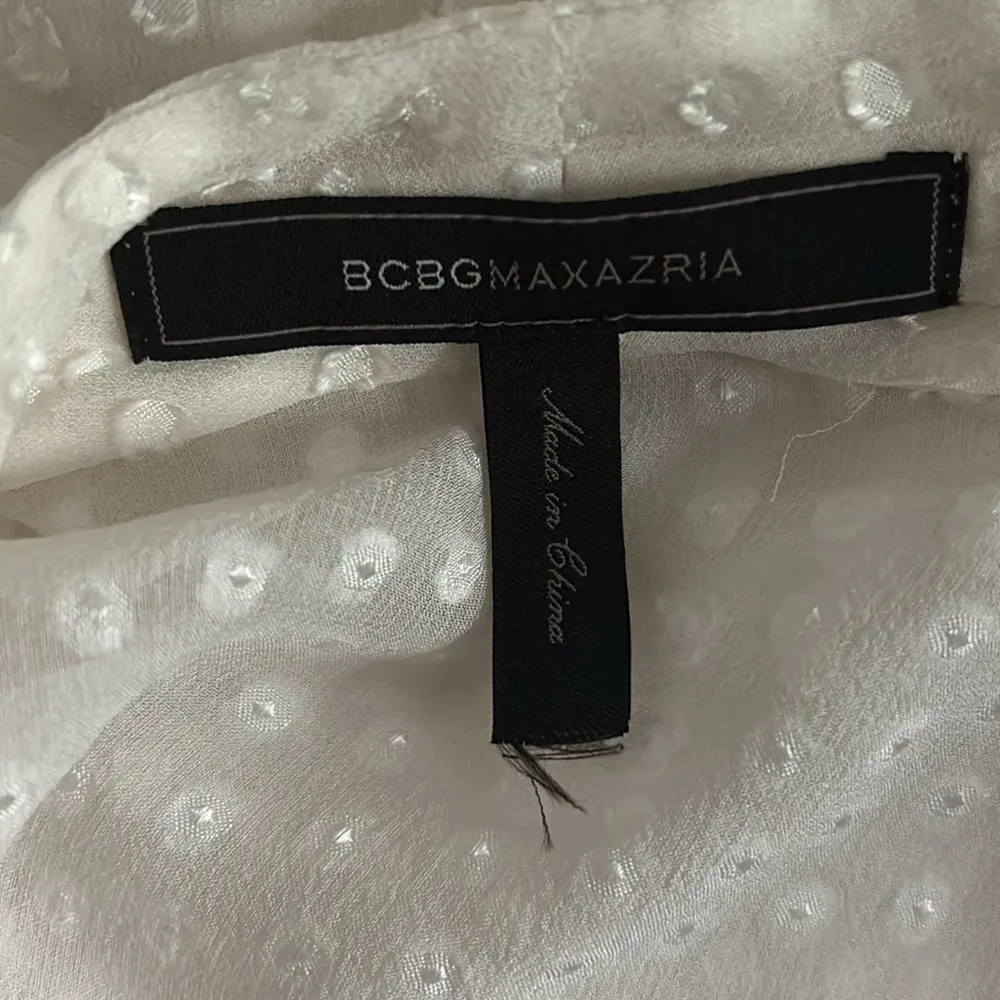 BCBGMaxAzria Cream Long Sleeve Tie Front Flowy Blouse - Image 6