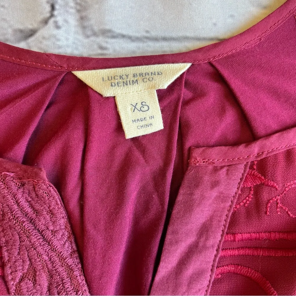 Lucky Brand Tunic Shirt Dress Pink Ethnic Bohemian Roll Tab 3/4 Sleeves - Image 3