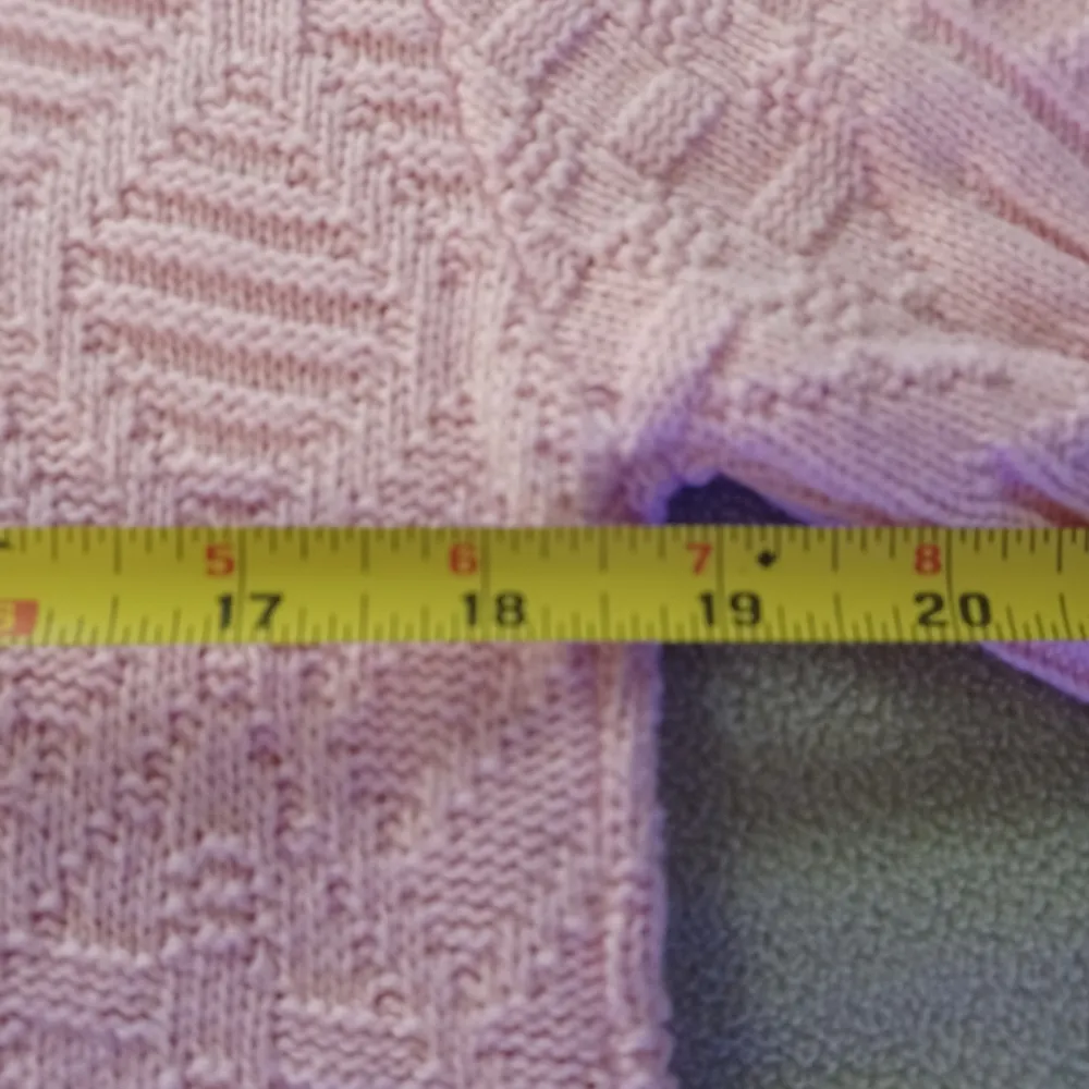 Classic Elements Medium Sweater Pastel Pink Diamond Knit Top Short Sleeve - Image 3