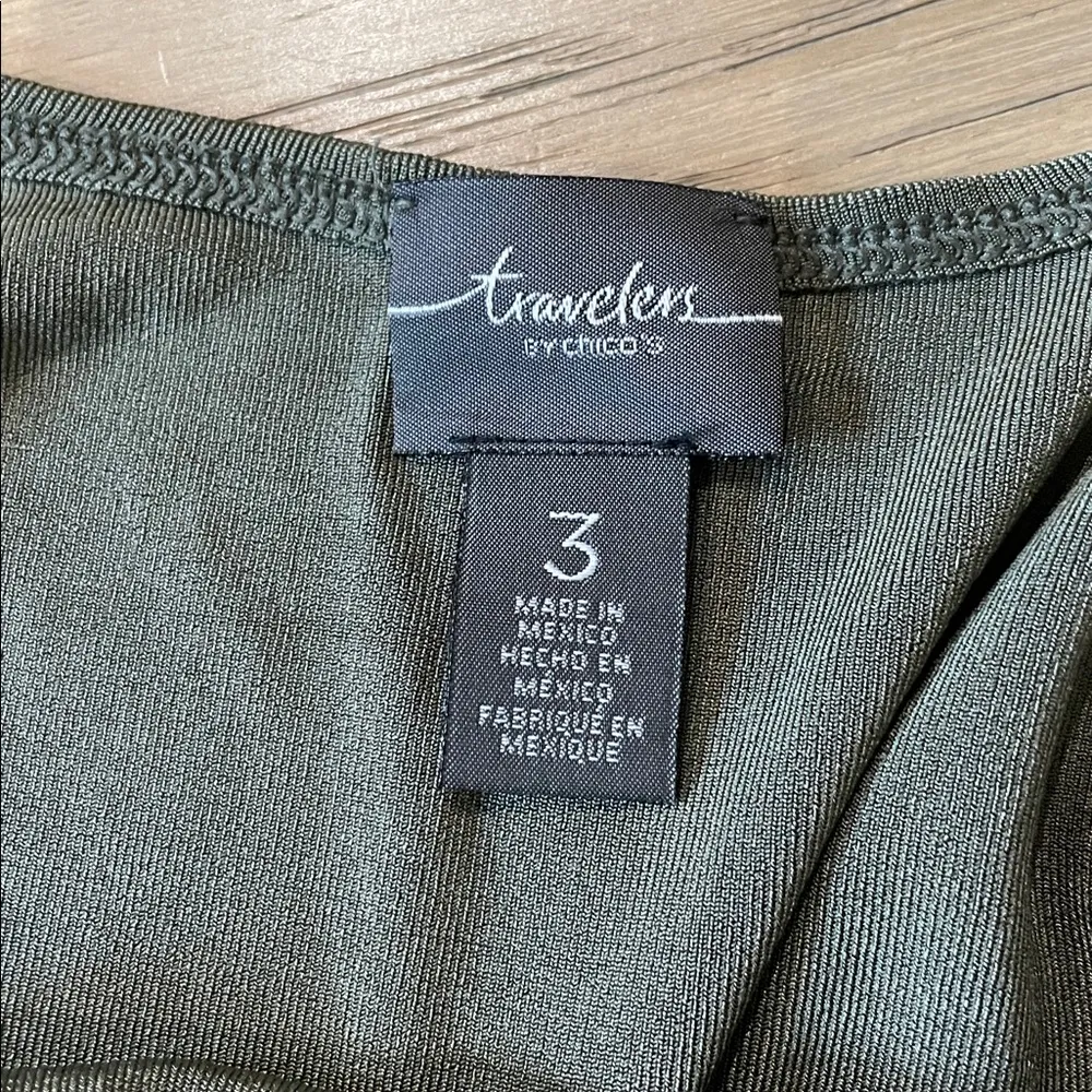 Chico's Travelers Cardigan, Sleeveless Top, Pants Size 3 - Green - 3 Piece Set - Image 7