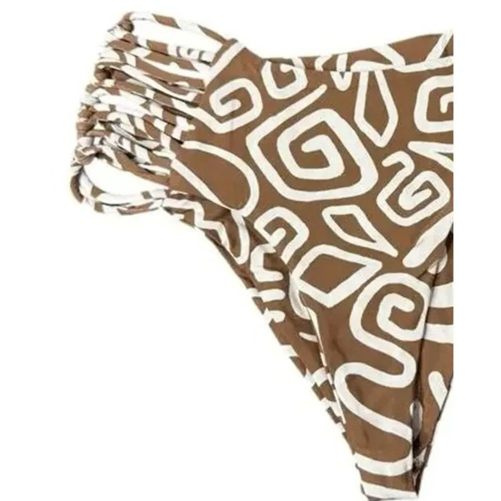 NWT Stone Fox Swim Simone Bikini Cheeky Bottom Rawhide Swirl S Brown White #3540 - Image 8