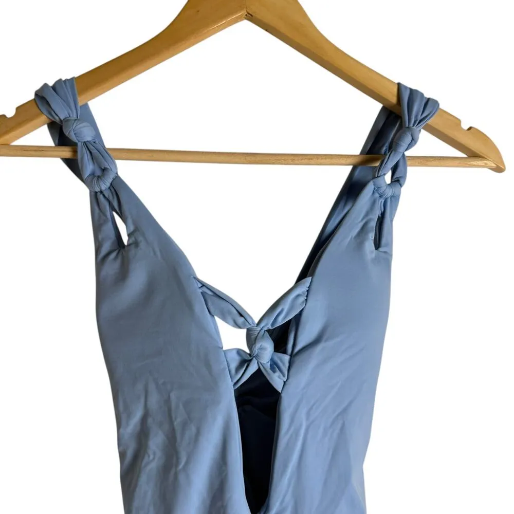 Becca Rebecca Virtue Helena Plunge Coastline Blue One Piece Swimsuit Size Medium - Image 4