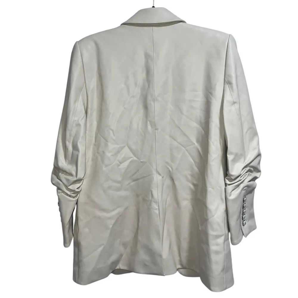 NEW NWT Veronica Beard Beacon Dickey Blazer Jacket In Ecru Faux Leather - Image 10