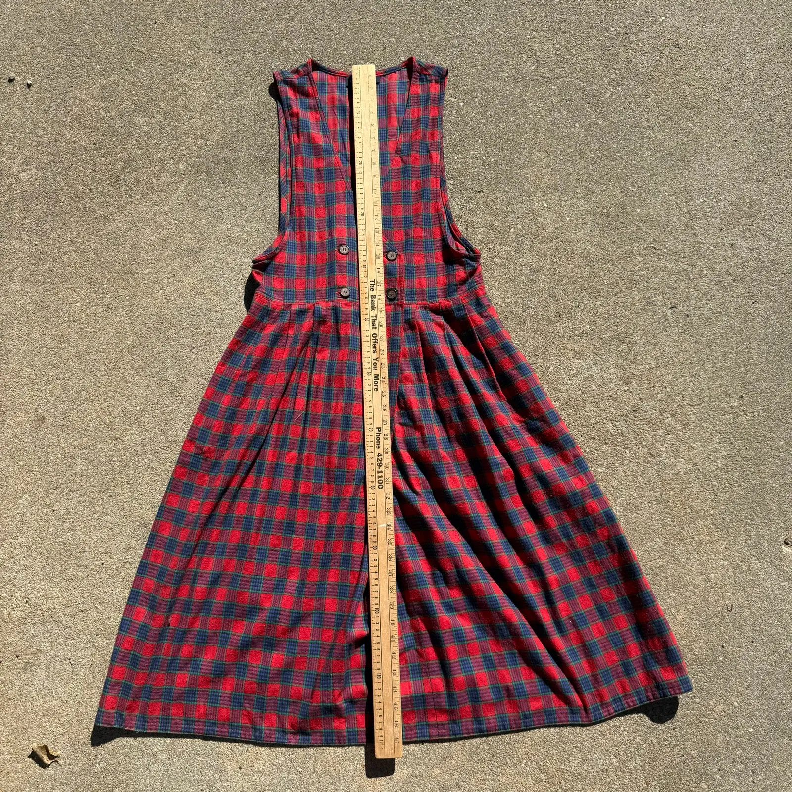 Vintage 90s JG Hook Red Blue Green Plaid Christmas Wrap Tank Dress Teacher 12 - Image 8