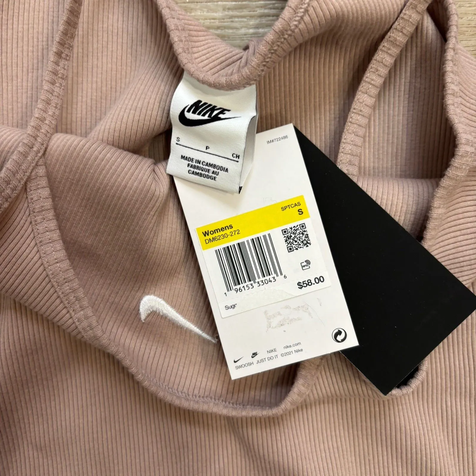 Nike Dress Size Small Essential Ribbed Activewear Tight Bodycon Mini Dress NWT - Image 5