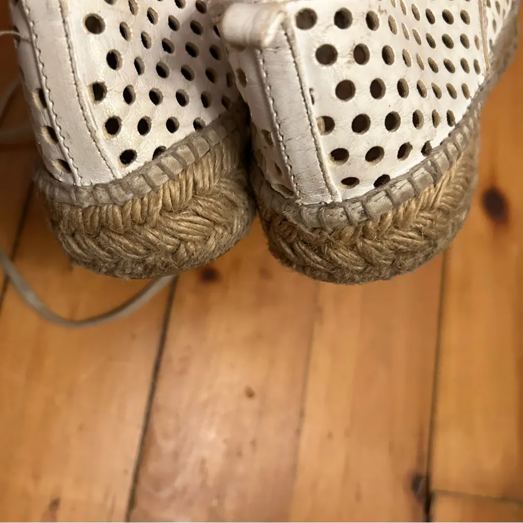 Loeffler Randall Alfie Perforated Leather Platform Espadrille Sneakers White 37 - Image 8