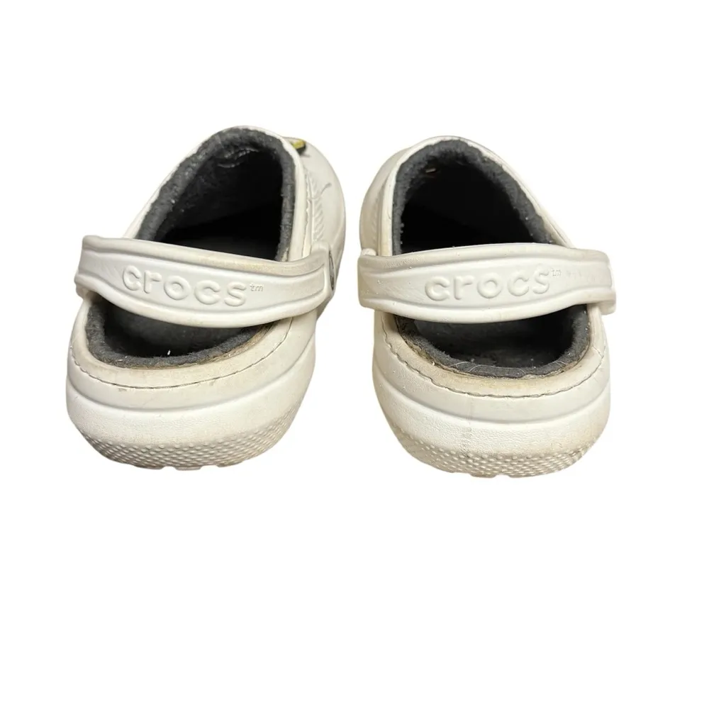 CROCS Unisex Classic Faux Fur Fuzz Lined White Clogs Size W7 M5 - Image 4