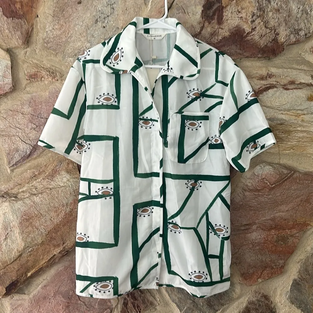 Commense Print Drawstring Shorts Set size Small White - Image 6