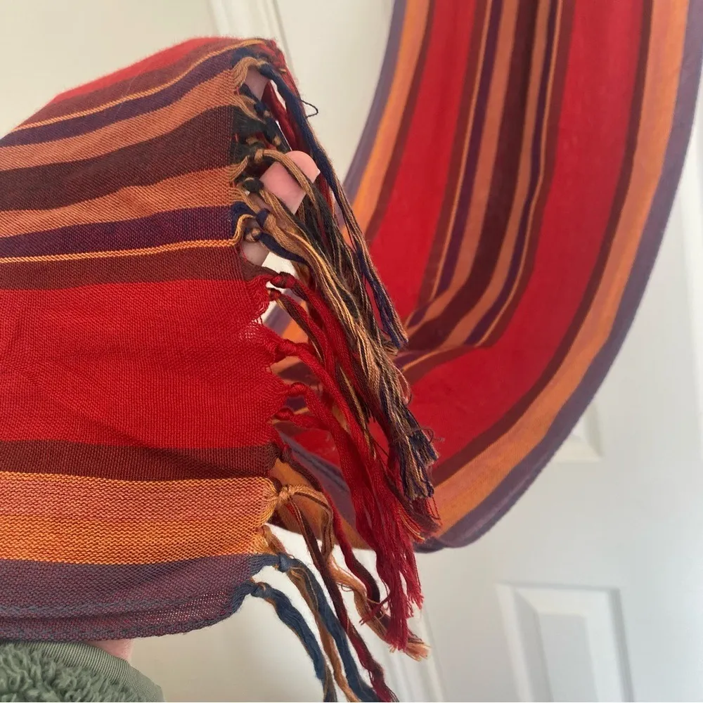 ANN TOYLOR Stripe Scarf Multi-colored, Rayon Striped Scarf With Fringed Ends - Image 4