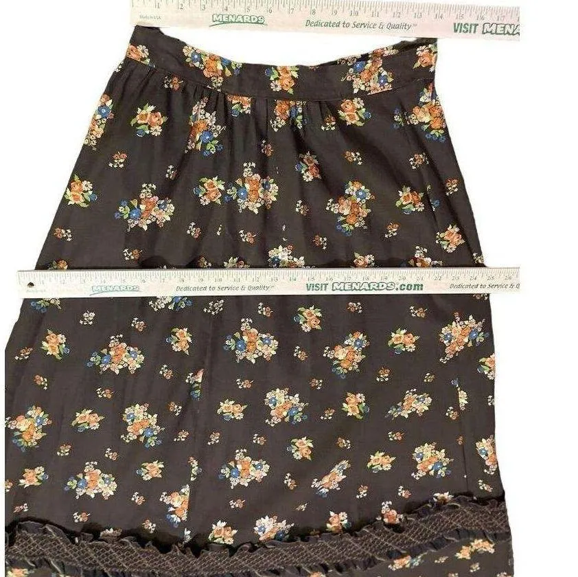 Vintage Handmade Floral 3 Piece Set Womens 4/6? Sleeveless Top Skirt Shawl Brown - Image 8