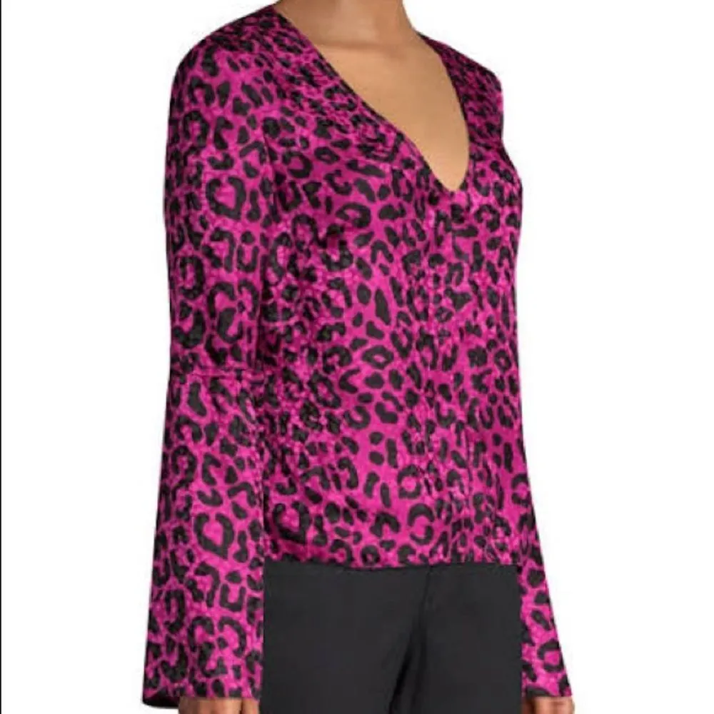 Milly  Leopard Print Silk Blouse - Image 4