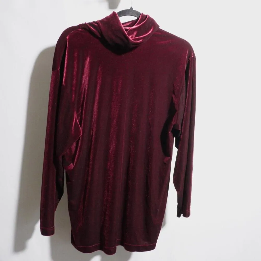 VTG Disney Catalog Pooh Embroidered Red Velvet Turtleneck Blouse Women M Holiday Size M - Image 3