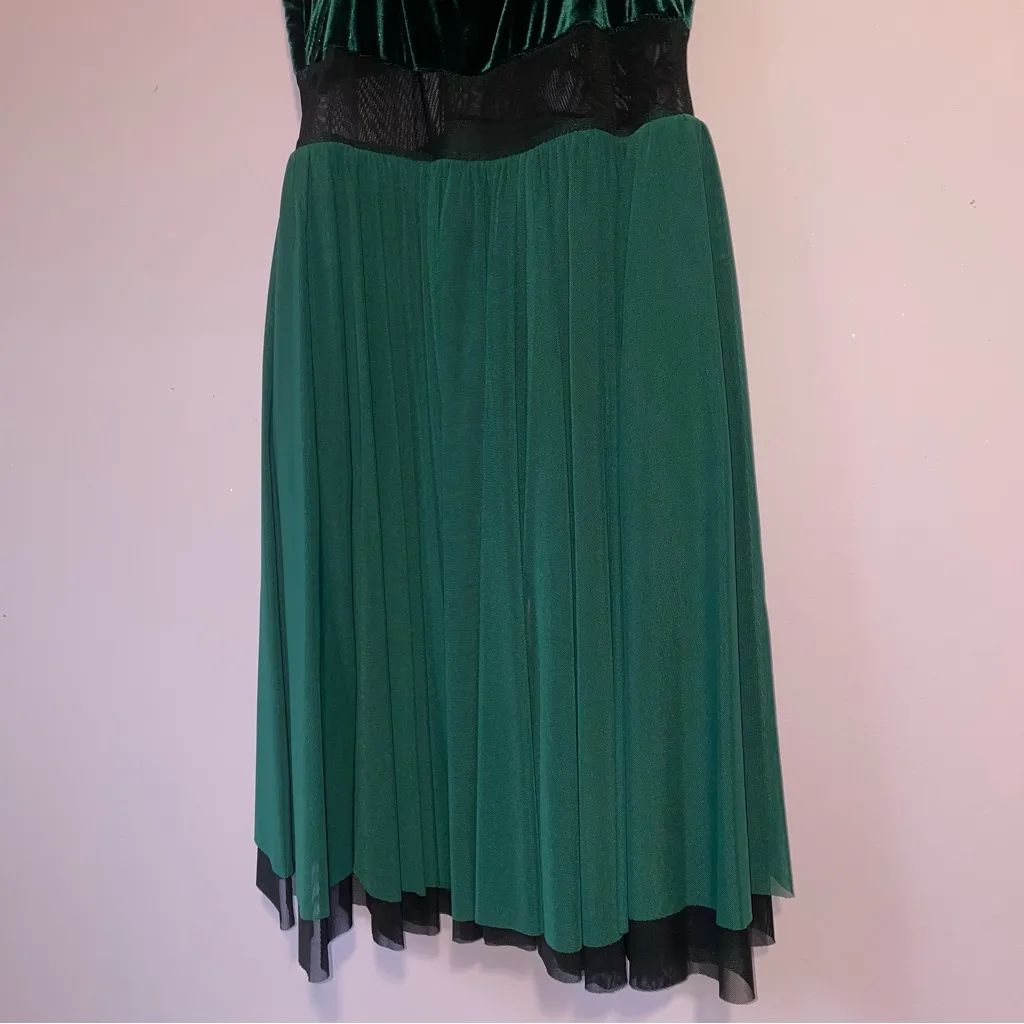 Weissman Dance Costume Velvet Leotard Dress Women M Mesh Skirt Performance Arts Green Size M - Image 7