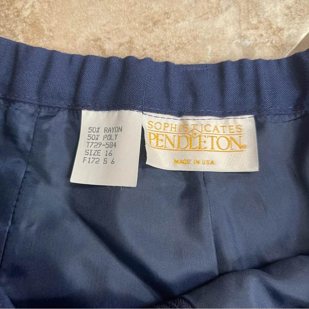 Pendleton made in USA High Rise polyester rayon Lined Women Sz 16 Navy nwt - Image 5