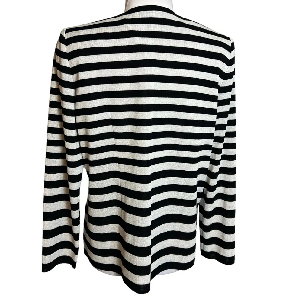 NWT Misook metallic striped blazer jacket Sz L silver black - Image 2