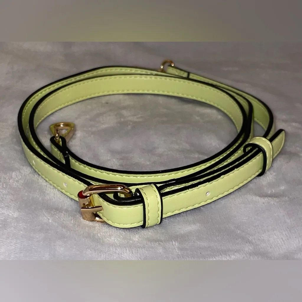 Aldo NWT Lime Green Top Handle Satchel/Crossbody Bag Gold Chain Charms Butterfly - Image 10