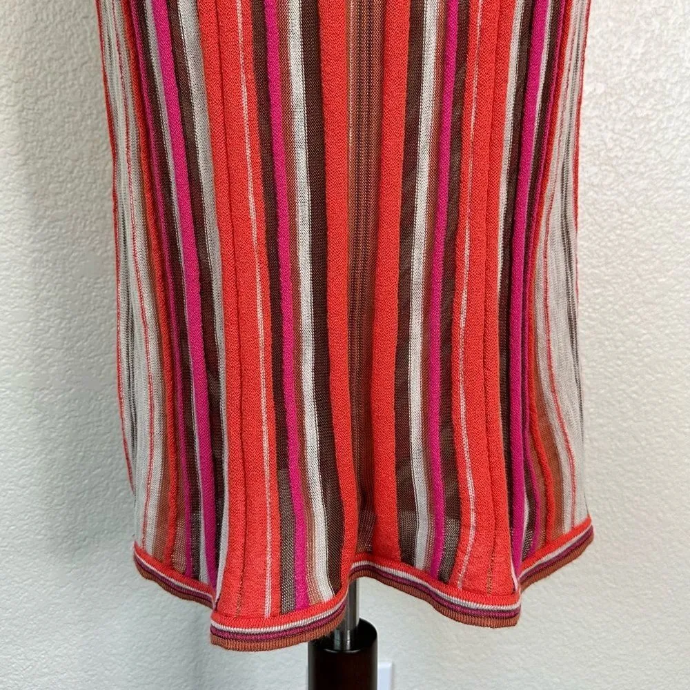 Chico's Mitered Stripe Pattern Open Front Vest Cardigan, Sz Medium - Image 10