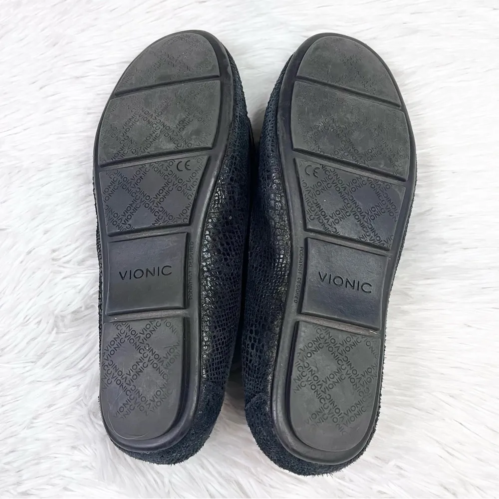 VIONIC Larrun Black Leather Snakeskin Print Slip On Loafers 7 - Image 10