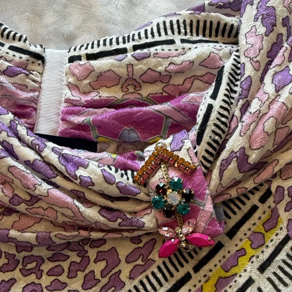 Cavalli Class | Floral multicolor beaded top Pink Size 4 - Image 3