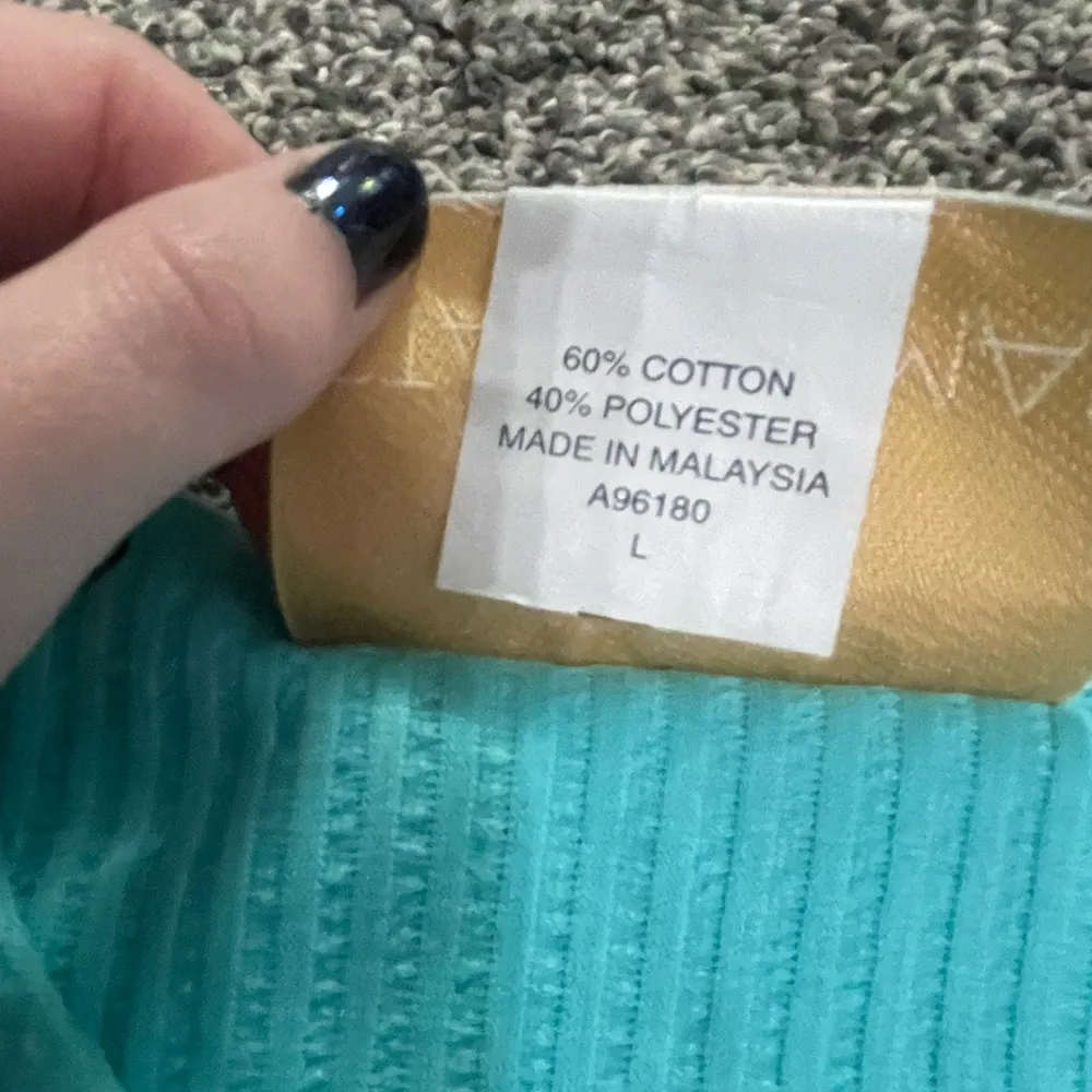 Vintage Stan Herman blue cotton blend short sleeve button down robe dress L Size L - Image 3