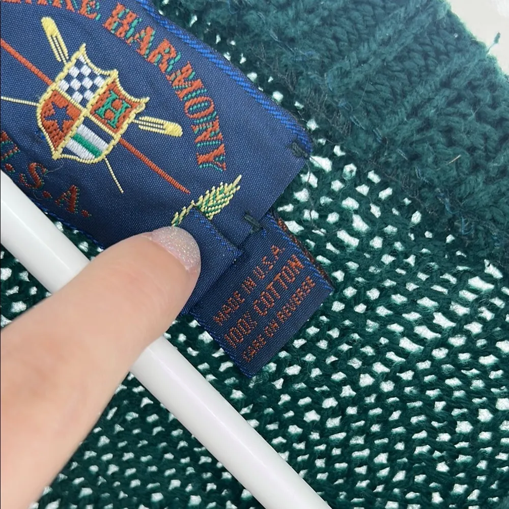 Lake Harmony Green Crew Neck Sweater M Textured Knit cotton vintage unisex Size M - Image 6