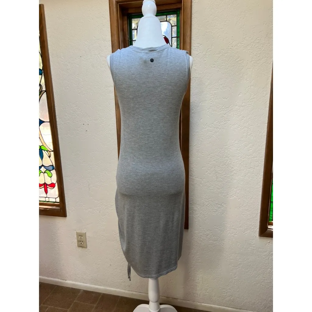 Sporty Zella Womens Light Grey Sleeveless Dress Ruched and tied hem Size Small - Image 4