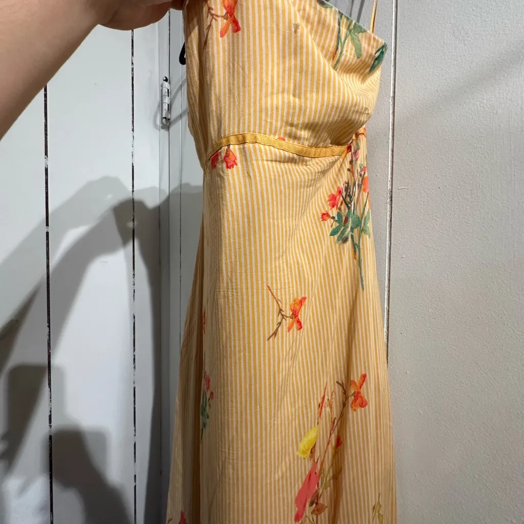 FREE PEOPLE Yellow stripped Tube Flower Dress - Image 4