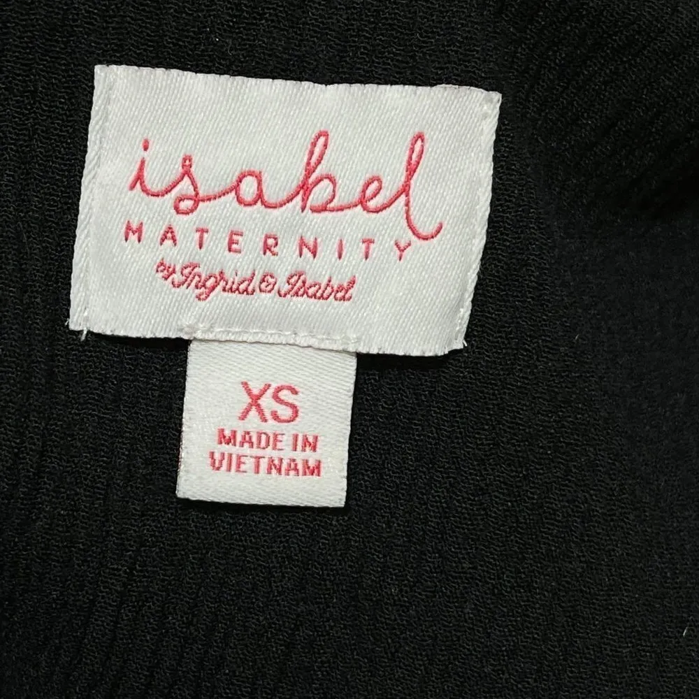 Isabel Maternity Empire Waist Dress Ribbed Short Sleeve Black Size XS Extra Smal - Image 4